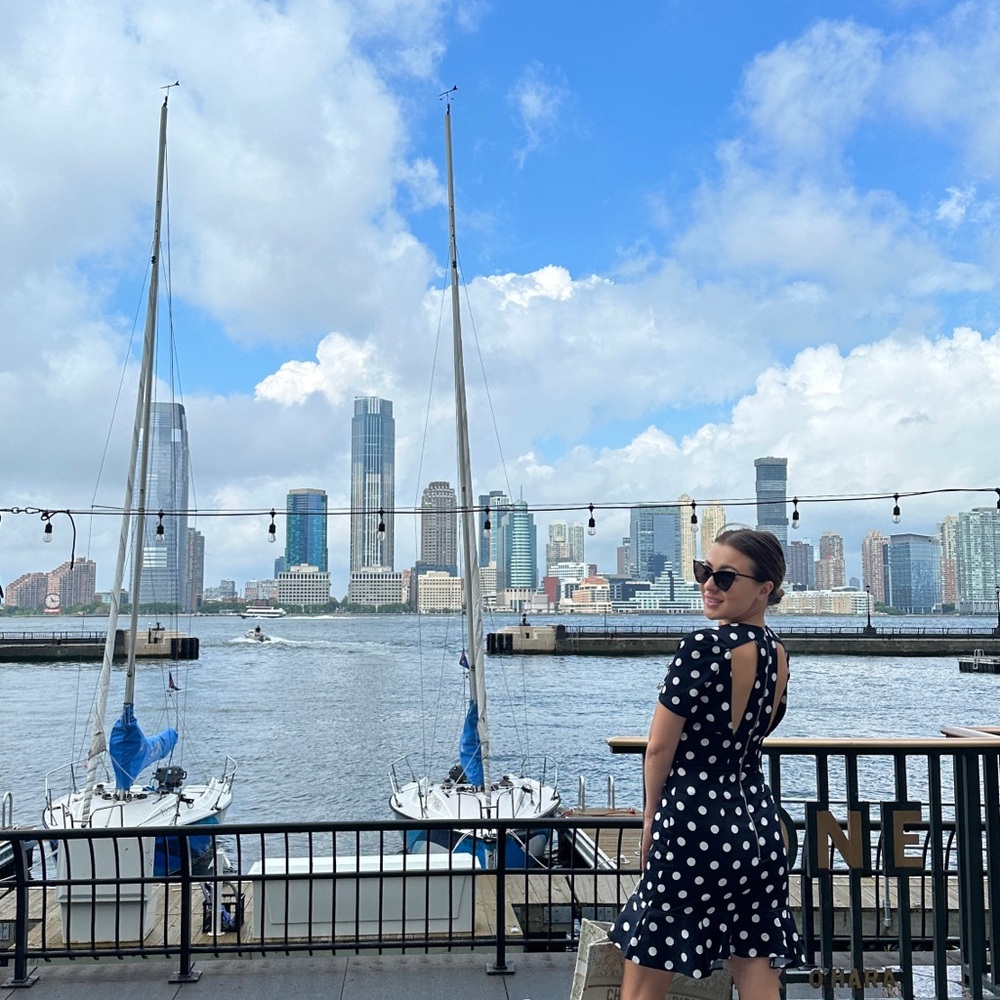 GIZIA Black and White Polka Dot Dress